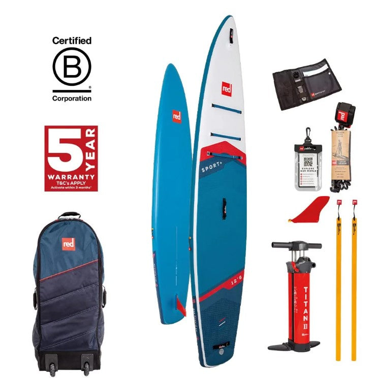 Red Paddle Sup Package - 12.6 Sport - Hybrid Tough paddle & leash model 2023\2024 (geen peddel meegeleverd)