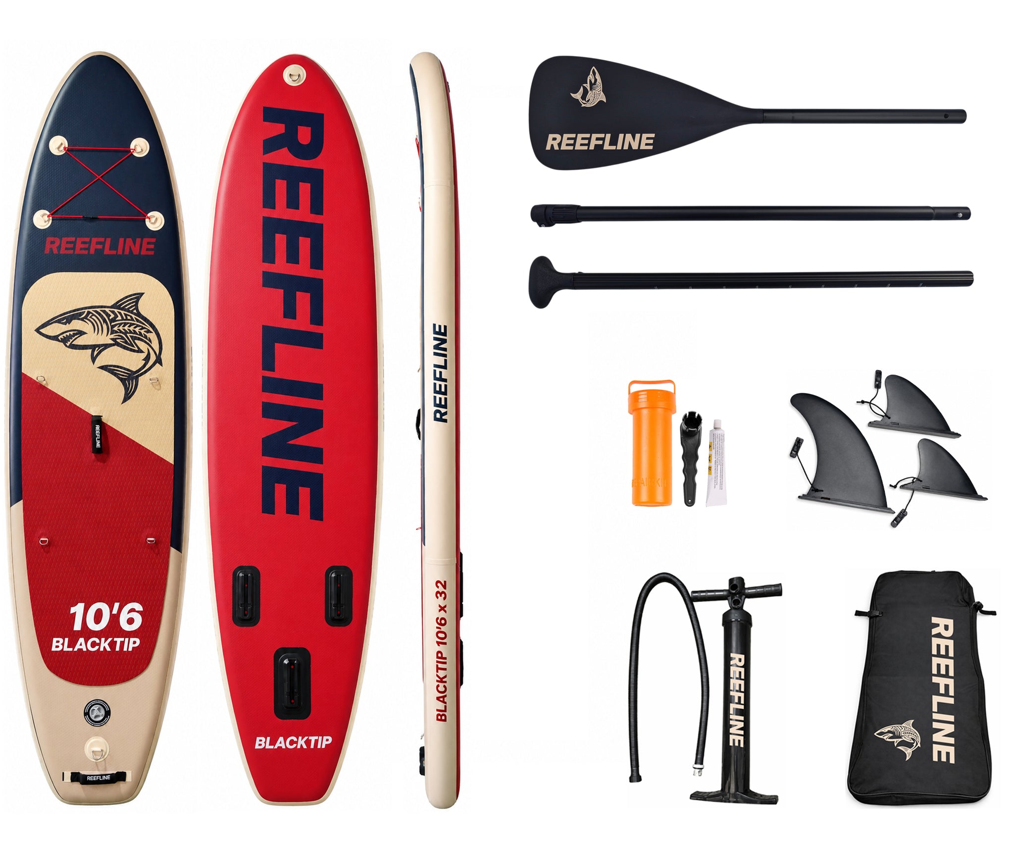 Reefline Blacktip 10'6 SUP Board Compleet pakket – MSL Double Layer & 3 Jaar Garantie