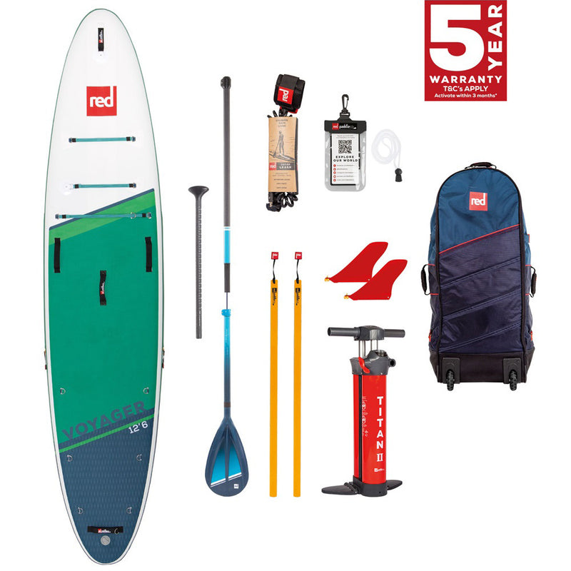 Red Paddle Sup Package - 12.6 Voyager - Hybrid Tough paddle & leash