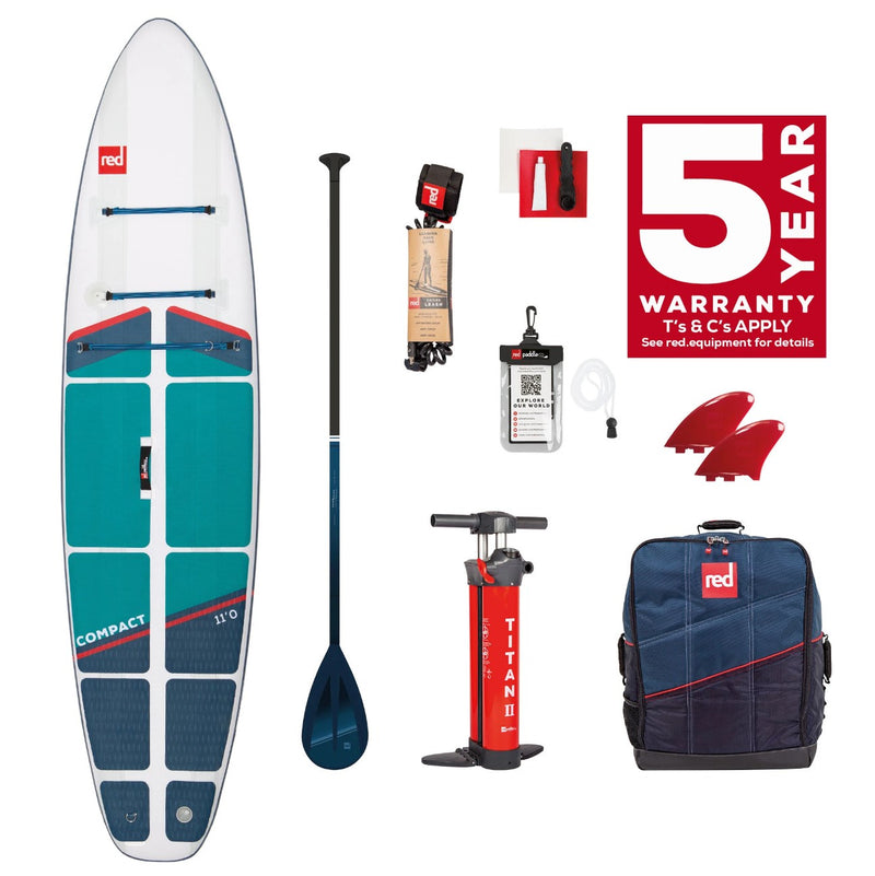 Red Paddle Sup Package - 11.0 Compact - 5 delige Compact paddle & leash