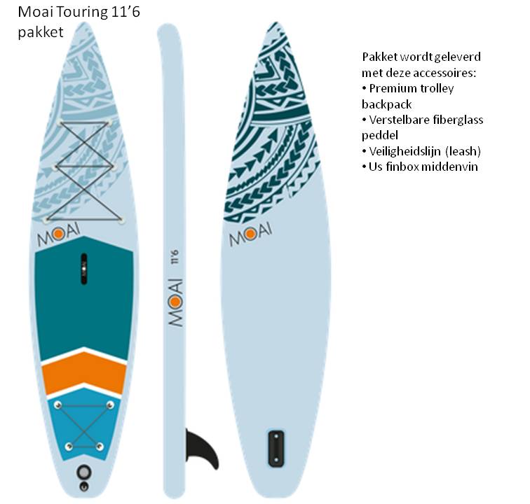 Sup board Moai 11'6 Touring pakket
