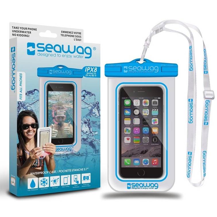 Waterdichte hoes voor Smartphone-Wit/Blauw -Seawag (universeel)