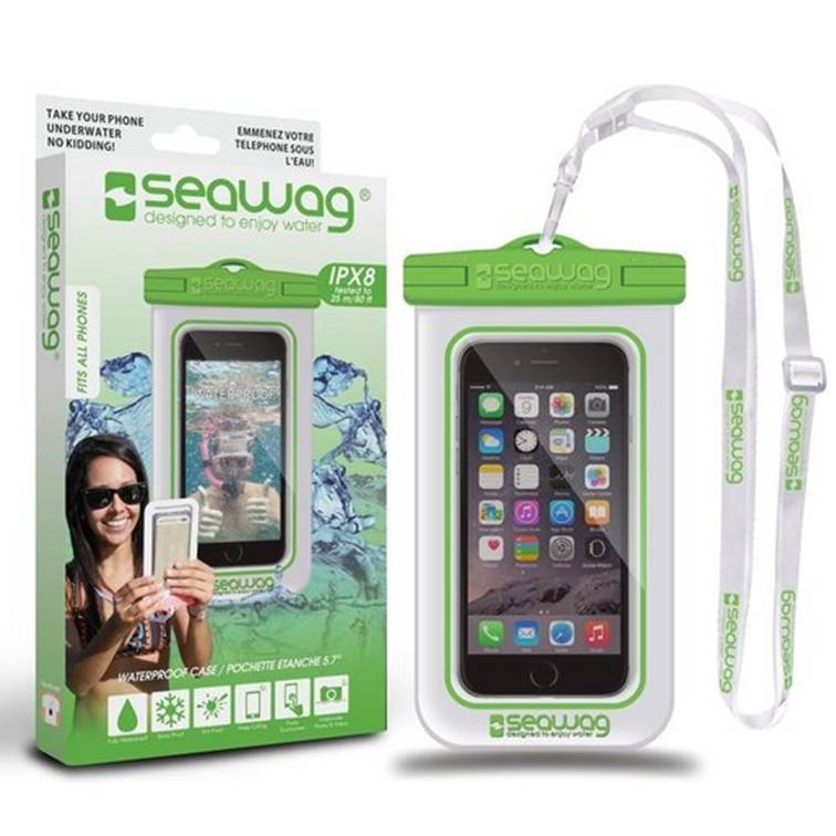 Waterdichte hoes voor Smartphone-Wit/Groen -Seawag (universeel)