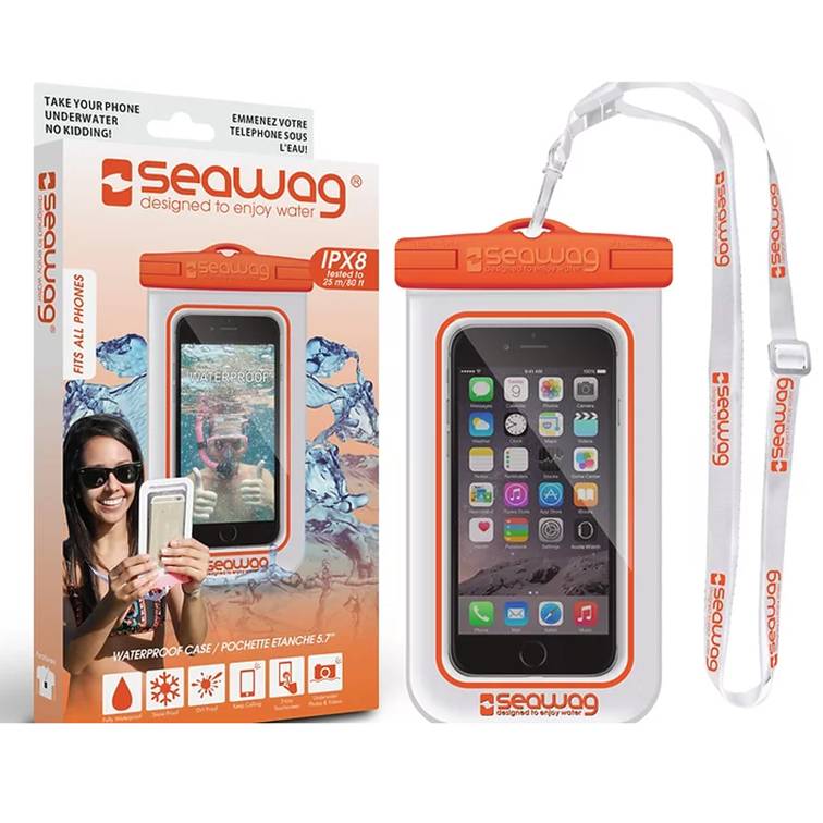 Waterdichte hoes voor Smartphone-Wit/Oranje -Seawag (universeel)