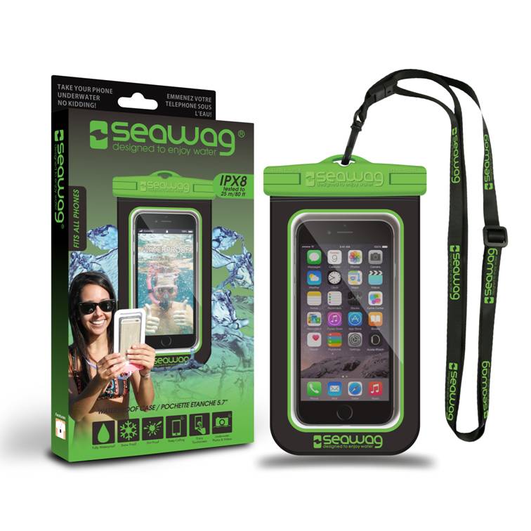 Waterdichte hoes voor Smartphone-Zwart/Groen -Seawag (universeel)